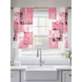 thumbnail image 4 of Pink White Sheer Curtains 54 Inch Length 2 Panels Set, Modern Abstract Art Botanical Voile Window Treatment Rod Pocket Short Kitchen Curtains Drapes for Bedroom 52"x54"x2, 4 of 7