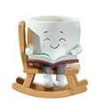 thumbnail image 2 of Ceramic Planter Pot with Cute Cartoon Character Reading Book, Decorative Succulent Plant Container for Home Office Desk, Unique Gift Idea, Rocking Chair Style Design, 2 of 9