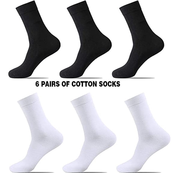 siminsem Unisex Socks for Men Women 6 Pairs Cotton Blend Crew Length Business Casual Sports Athletic Durable Warm Thermal Reinforced Toe Multipack Long Socks, Black,One Size