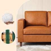 85 Leather Couch for Living Room, Modern Sofa Couches with Padded Backrest, Upholstered Sofa with Armrests and Comfy Cushions, Deep Seat Sofas for Living Room, Bedroom, Office