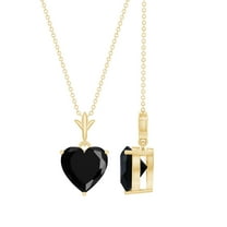 Rosec Jewels 3.5 CT Heart Shaped Black Spinel Solitaire Pendant Necklace for Women, 18K Yellow Gold