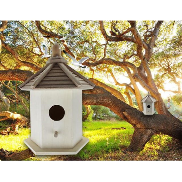 Bird Hotel House Hanging Wooden box of nesting Estación Bird Small Home Feeder Cola Casa de nido de pájaros de madera