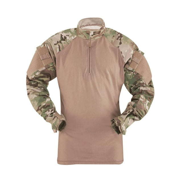 Camisa de Combate para Hombre Tru-Spec con Cremallera 1/4 Multicam/Coyote, Talle Mediano