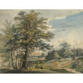 thumbnail image 2 of Carl August Lebschee 18x15 Gold Ornate Wood Frame and Double Matted Museum Art Print Titled - Wooded Landscape with Stag (1800-1877), 2 of 4