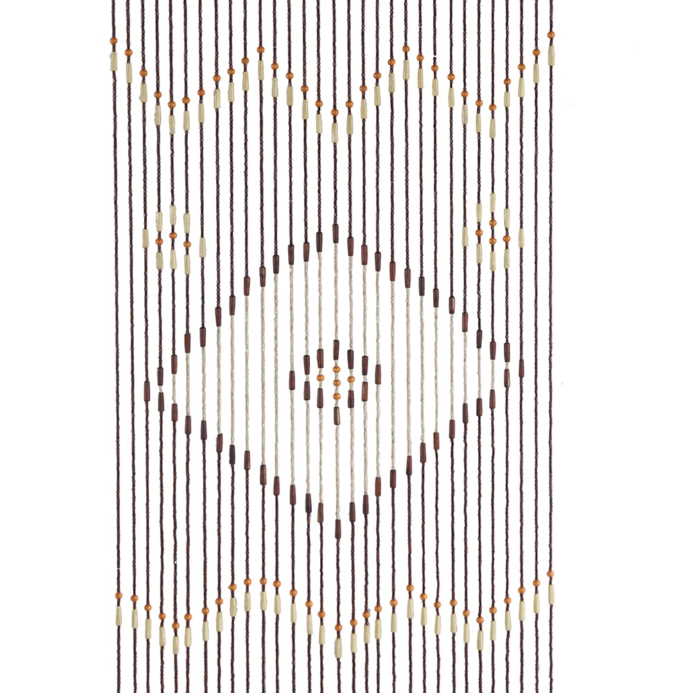 Retro Wooden Door Curtain, Natural Bamboo Beaded String Hanging Doorway Divider 35*82"  Brown Sheer Curtain for Door Window