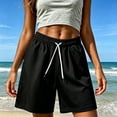 thumbnail image 5 of ZHYou Sweat Shorts for Women Soft Drawstring Loose Elastic Waist High Rise Knee Length Casual Summer Shorts,Black,Size L, 5 of 5