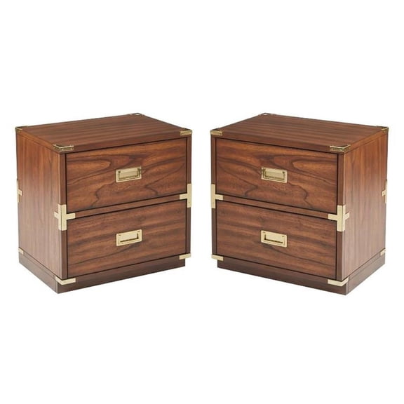 Home Square 2 Drawer Engineered Wood Cabinet in Toasted Brown - Set of 2