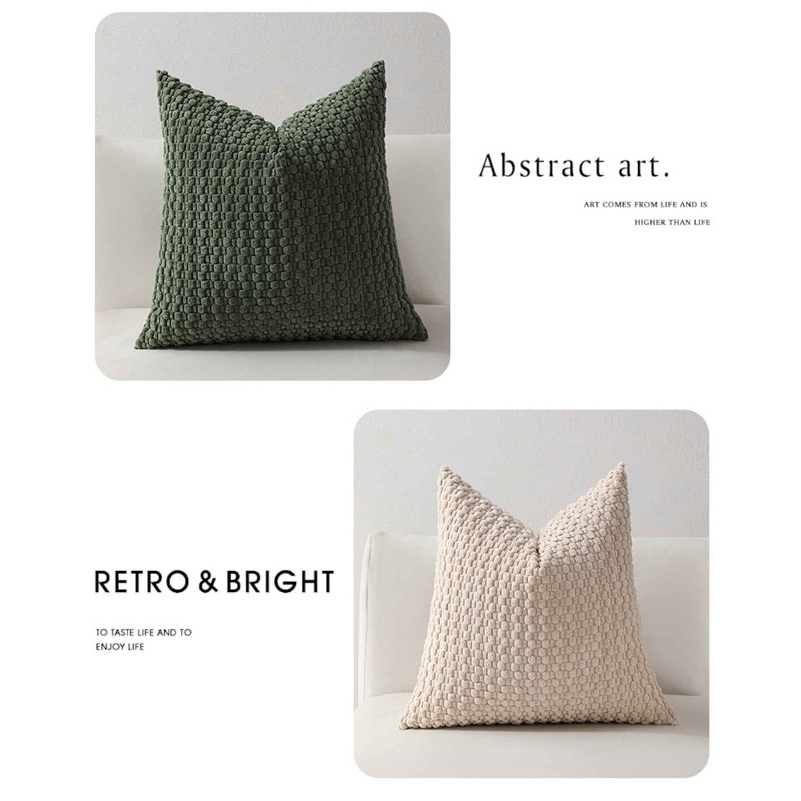 Pack of 4 Neutral Decorative Throw Pillow Covers Farmhouse Boho Home Decor Striped Corduroy Square Pillowcases 18 x 18 Inch Beige Chocolate (Pillow core not included）