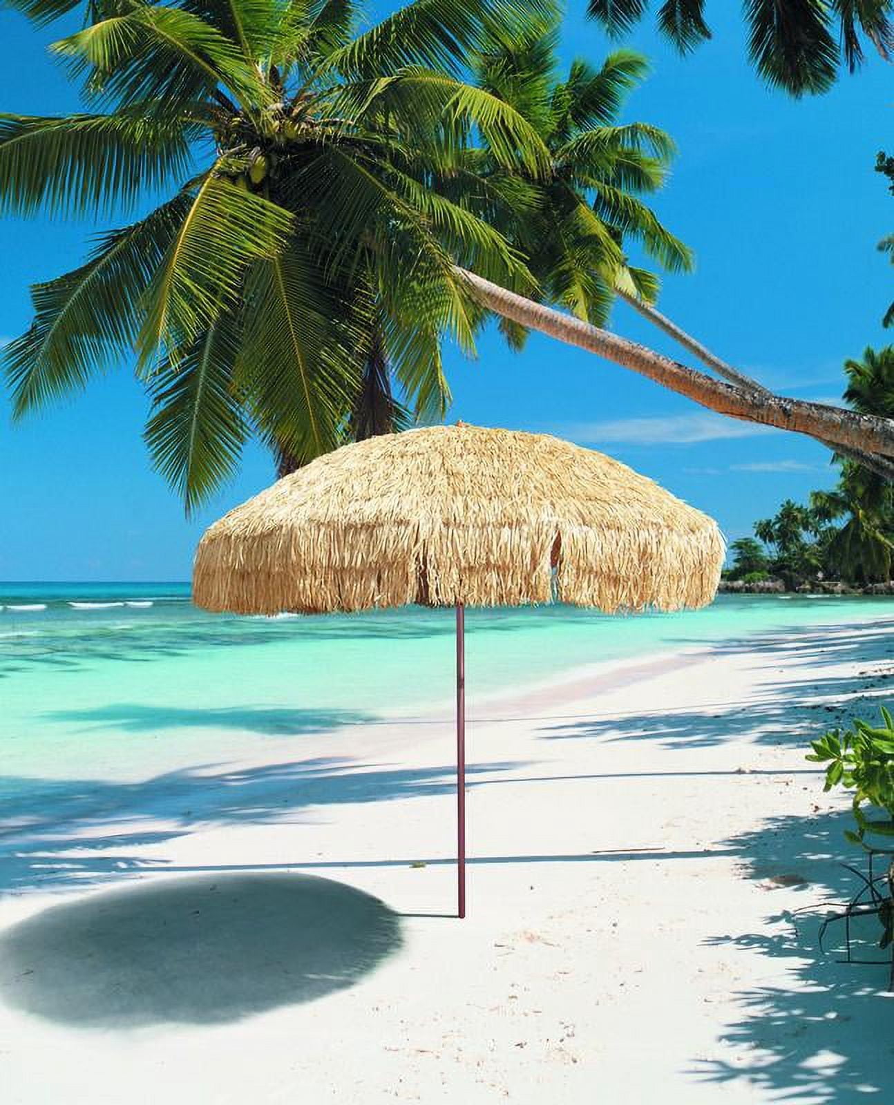 Bayside21 8 FT Tiki Umbrella Thatch Patio Umbrella Hawaiian Style Sunshade Aluminum Pole 16 Ribs UPF 50+