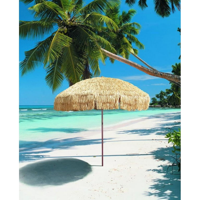 bayside 21 9 ft thatch patio umbrella Bayside21 Hula Thatched Tiki Umbrella Tropical Palapa Raffia Tiki Hut Hawaiian Patio Umbrella with Fringe Boho Parasol 6' 8' & 9' Options