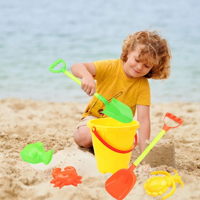 Children's Summer Seaside Water Play Sand Bath Shower Beach Bucket 6 Piece Set Of Cute Happy Play House Water Outdoor Toys