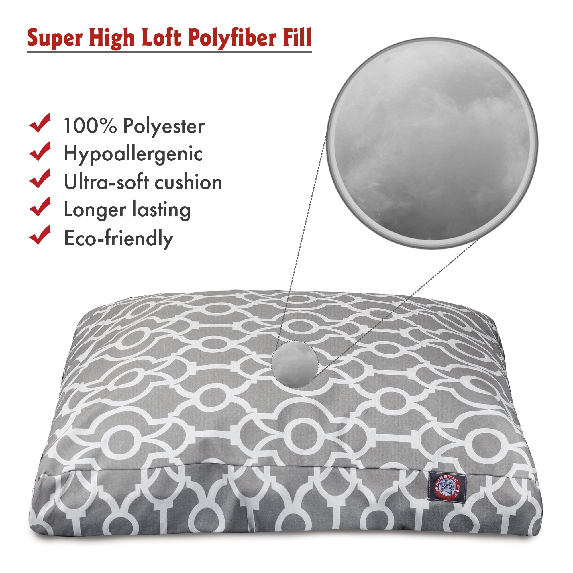 Majestic Pet | Athens Rectangle Pet Bed For Dogs, Removable Cover, Gray, Extra Large