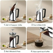 VAVSEA Double Wall French Press Coffee Maker, 35oz Coffee Press with Thicken Borosilicate Glass & 304 Stainless Steel for Travel & Home Use, Gifts for Valentine's Day