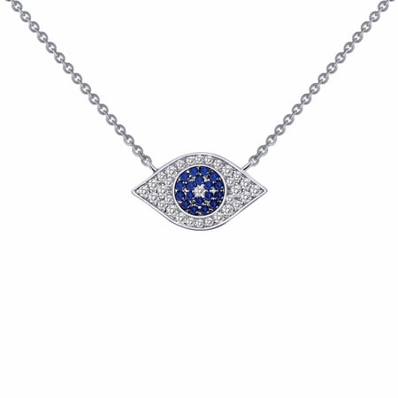 Lafonn Classic Sterling Silver Platinum Plated Lassire Sapphire Necklace (0.46 CTTW)