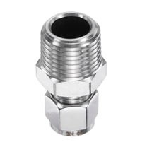 Uxcell Compression Fitting 8mm OD x 1/2" NPT Male Stainless Steel Coupler Adapter