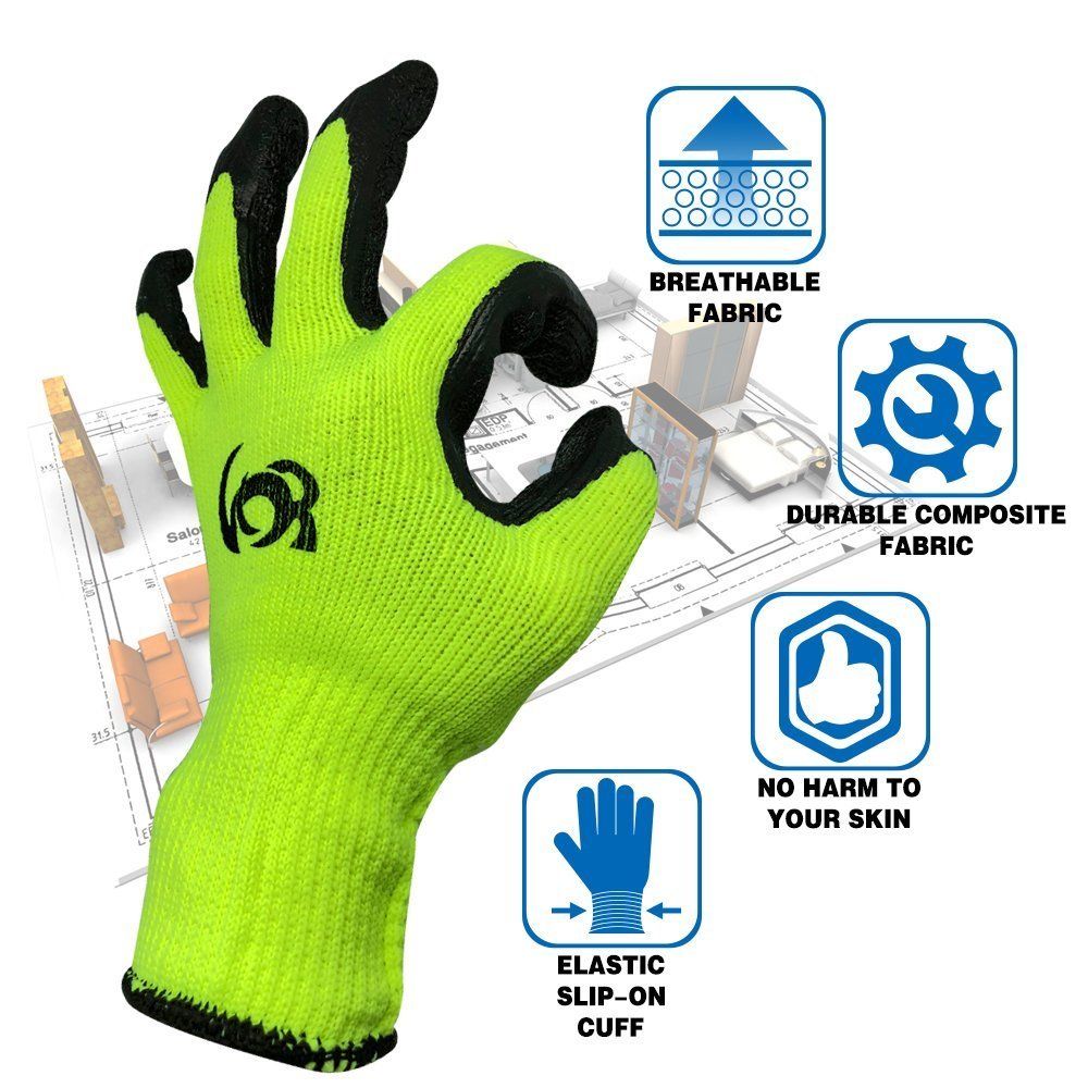 Work Gloves, ANKO [Set of Pairs] Knit Latex Coated General Work Glove 