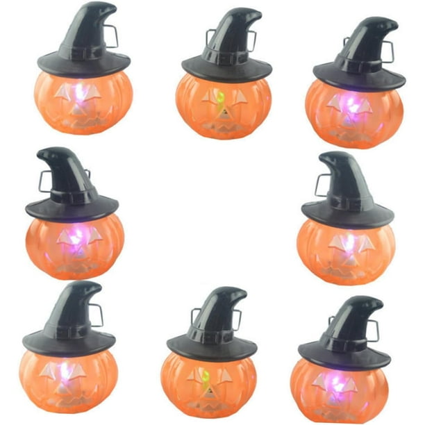8 Piezas Luces LED de Calabaza Linterna para Niños Adornos LED Linternas LED Linternas Decorativas Linternas de Batería Linternas Decorativas Accesorios de Linterna de Calabaza Decoraciones Poste