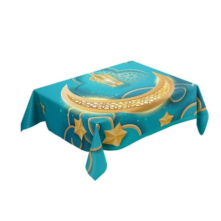 

Fovolat Islam Muslim Party Table Cloth Eid Mubarak Moon Table Cloth Rectangular Table Cover for Eid Mubarak Ramadan Decoration Party Supplies 55 X 55