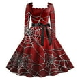 thumbnail image 1 of Halloween pour Femmes Tunique Évasée à Imprimé Robe Formelle Tenue d'Invitée de Mariage, 1 of 2