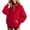 Red, variant on Women's Solid Full Zip High Collar Sweatshirt Long Sleeve Loose Casual Zip up Jacket with Pockets Lightweight Hoodless Outerwear Tops White