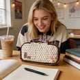 thumbnail image 6 of Cute Cosmetic Bags for Purse,Featherweight Small Quilted Makeup Bag with Zipper & Handle, for Storing Stationery and Office Supplies Yellow, 6 of 8