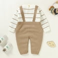 thumbnail image 2 of Generic Boys Knitted Outwear for Baby Baby Girls Boys Cotton Long Sleeve Striped Knitted Sweater Romper Jumpsuit Outfits Clothes, 2 of 4