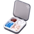 thumbnail image 1 of Pill Organizer - Portable Pill Box Small Pill Container for Purse or Pocket, Excellent Pill Storage Case (Gray, 4 Compartment), 1 of 5