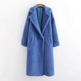 thumbnail image 1 of Chaquetas y abrigos casuales sin capucha de manga larga para mujer, cárdigan holgado de color liso para otoño e invierno, abrigo largo grueso y cálido de manga larga con peluche artificial para mujer, 1 of 5