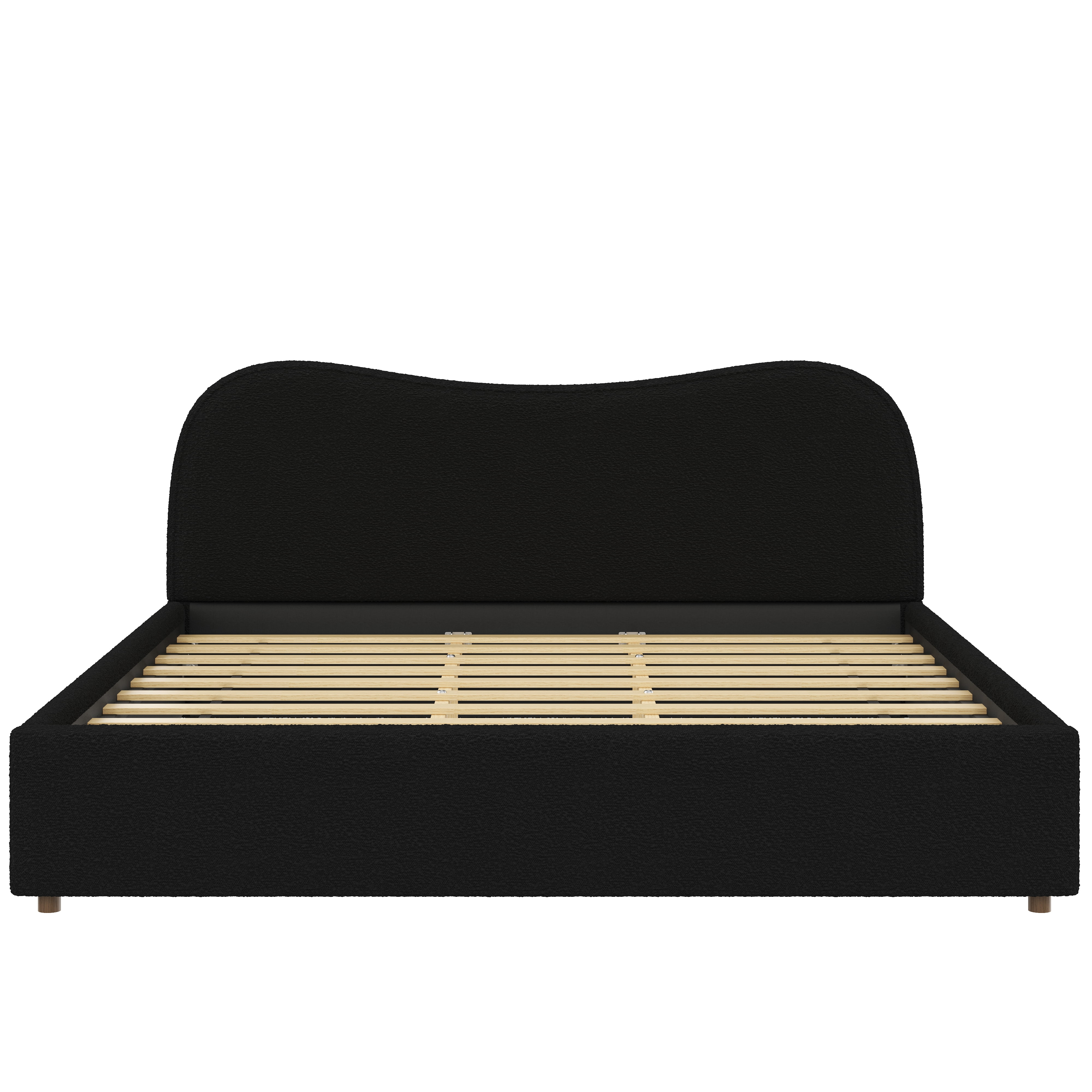 King Size Upholstered Platform Bed with Wooden Slats, Easy Assembly‌