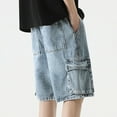 thumbnail image 6 of Lroveb Jean Shorts for Men Big and Tall Summer Denim Cargo Shorts Work Casual Baggy Bermuda Shorts with Pockets Blue, 6 of 6