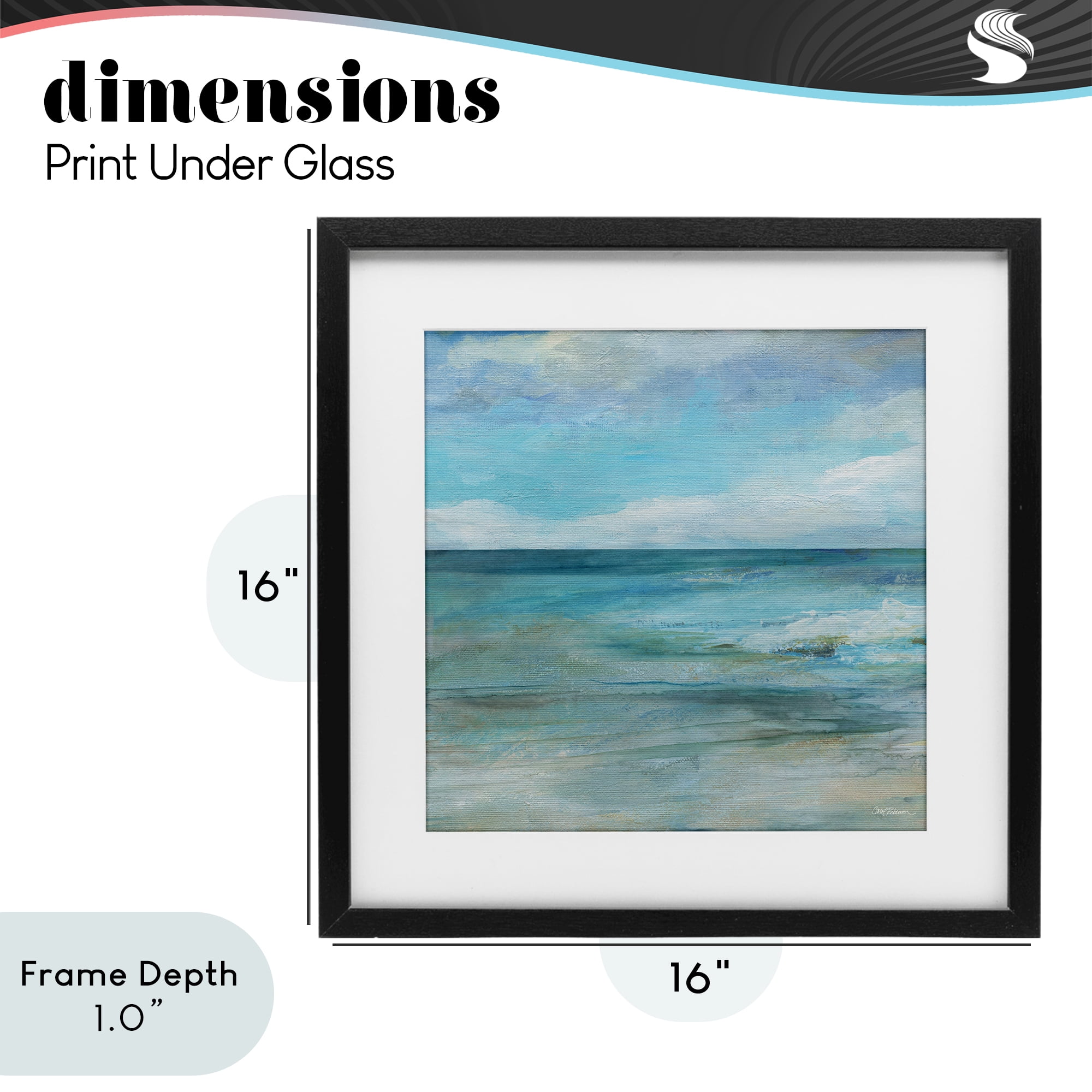Stupell Industries Aqua Seascape Tranquility Black Framed Print Under Glass, design by Carol Robinson