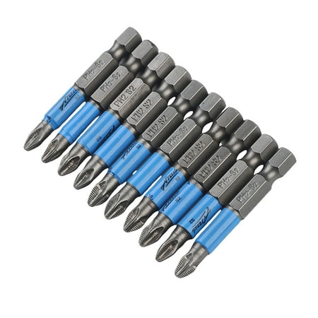

ZPAQI 10 Pcs Drill Bit Set Alloy Steel PH2 Bits Head Screwdriver Bit Non Head PH2 Package Blue Leather 10 Combination S2 Material Screwdriver
