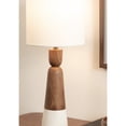 thumbnail image 3 of Kate and Laurel Deori Modern Mango Wood and Marble Bedside Table Lamp, 8 x 8 x 20, Walnut Brown and White Marble, Decorative Tapered Hourglass Tabletop Desk Lamp with Linen Shade for Living Room Decor, 3 of 10