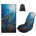 thumbnail image 2 of FOR U DESIGNS Glass Turtle Fish Coral Print Car Seat Towel Cover with Sweat Absorption, Soft and Washable Auto Seat Cover, Portable Athletic Running Towel for Hot Yoga, Gym, Workouts, 2 Pack, 2 of 7