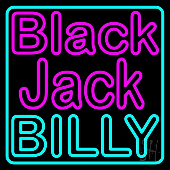 Blackjack Billy LED Neon Sign 24 x 24 - inches, Black Square Cut Acrylic Backing, with Dimmer - Bright and Premium built indoor LED Neon Sign for wall décor, arcarde, and storefront.