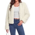 thumbnail image 4 of Sundazz Women's Winter Faux Fur Coats Cropped Fuzzy Jacket Warm Open Front Outerwear Fashion Clothing, 4 of 9
