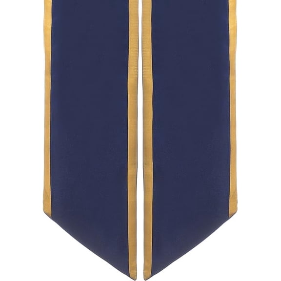 Honors Graduation Academic Stoles/Sashes with Angled Cut and Trim (Navy Blue w/Gold Trim) - Ages 6-40