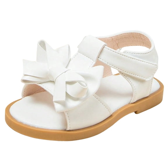 BOBOGOJP Toddler Girls Sandals Wedding Flower Girl Dress Shoes Summer Open Toe Flats White for Size 11.5