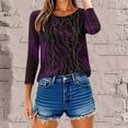 thumbnail image 6 of Dasayo Tops for Women Trendy 3/4 Sleeve Loose Purple Graphic Prints Crewneck Blouses Womens Tees XXL, 6 of 9