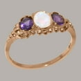 thumbnail image 2 of LBG British Made 18k Rose Gold Real Genuine Opal & Amethyst Womens Promise Ring - 33 size options - Size 5.75, 2 of 6