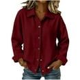 thumbnail image 5 of tarylea Corduroy Tops for Women Long Sleeve Turn down Collar Button down Shirt Casual Loose Fall Comfy Tops, 5 of 7