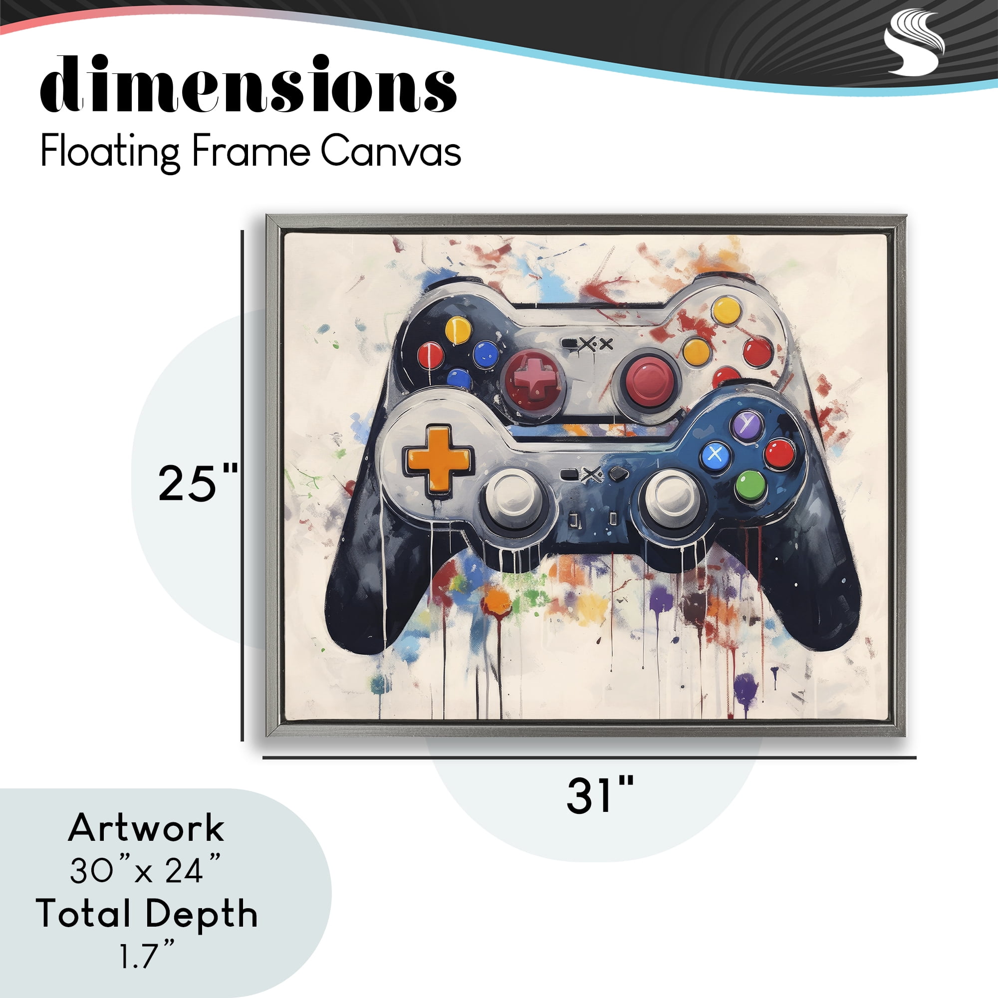 Stupell Industries Joystick Journeys Controller Duo Gray Framed Floater Canvas Wall Art, design by Lazar Studio
