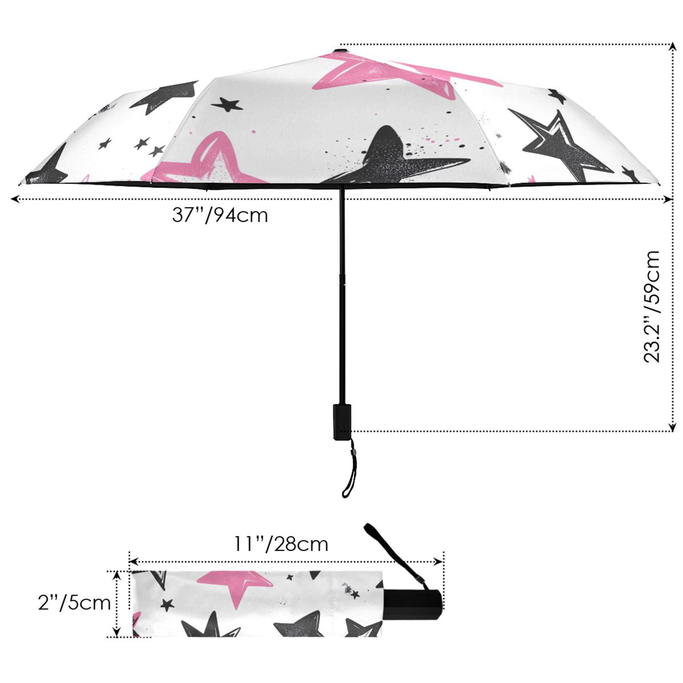 ALAZA Cute Stars UPF 50+ Compact Folding Umbrella for Rain Travel Umbrella Packable