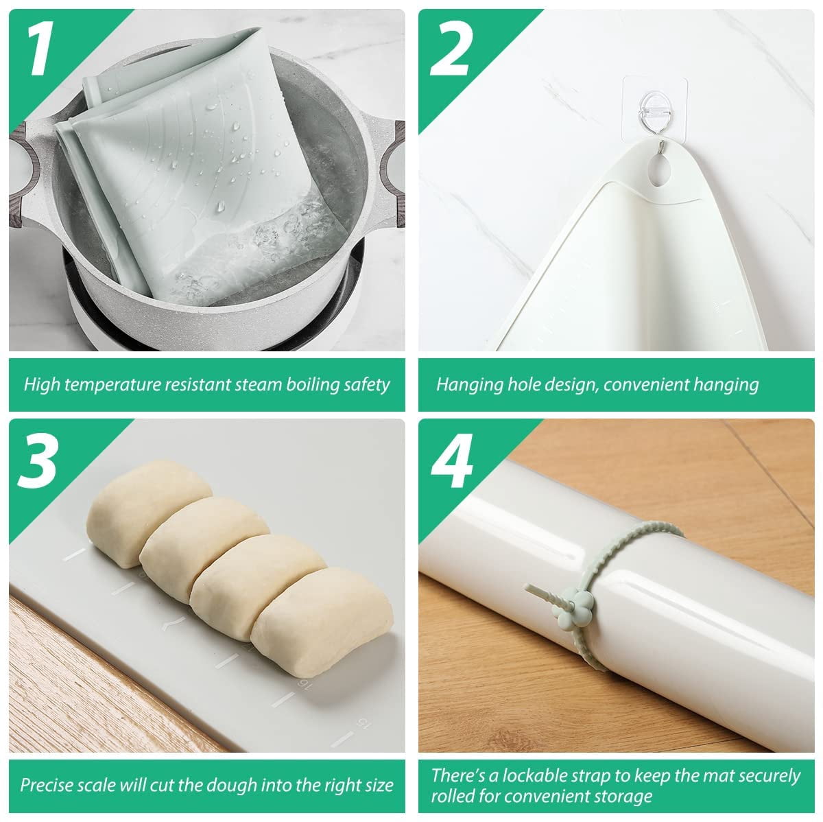 EuChoiz Silicone Pastry Mat 32" x 24" Non Stick Baking Mat Food Grade Silicone Rolling Dough Mat