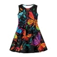 thumbnail image 3 of Renewold Hippie Butterfly Knee Length Sleeveless Dress Novelty Crewneck Flowy Swing Dresses for Kids Girls Summer & Spring Apparel Teens Daily Life Playwear, Size 15-16, 3 of 5