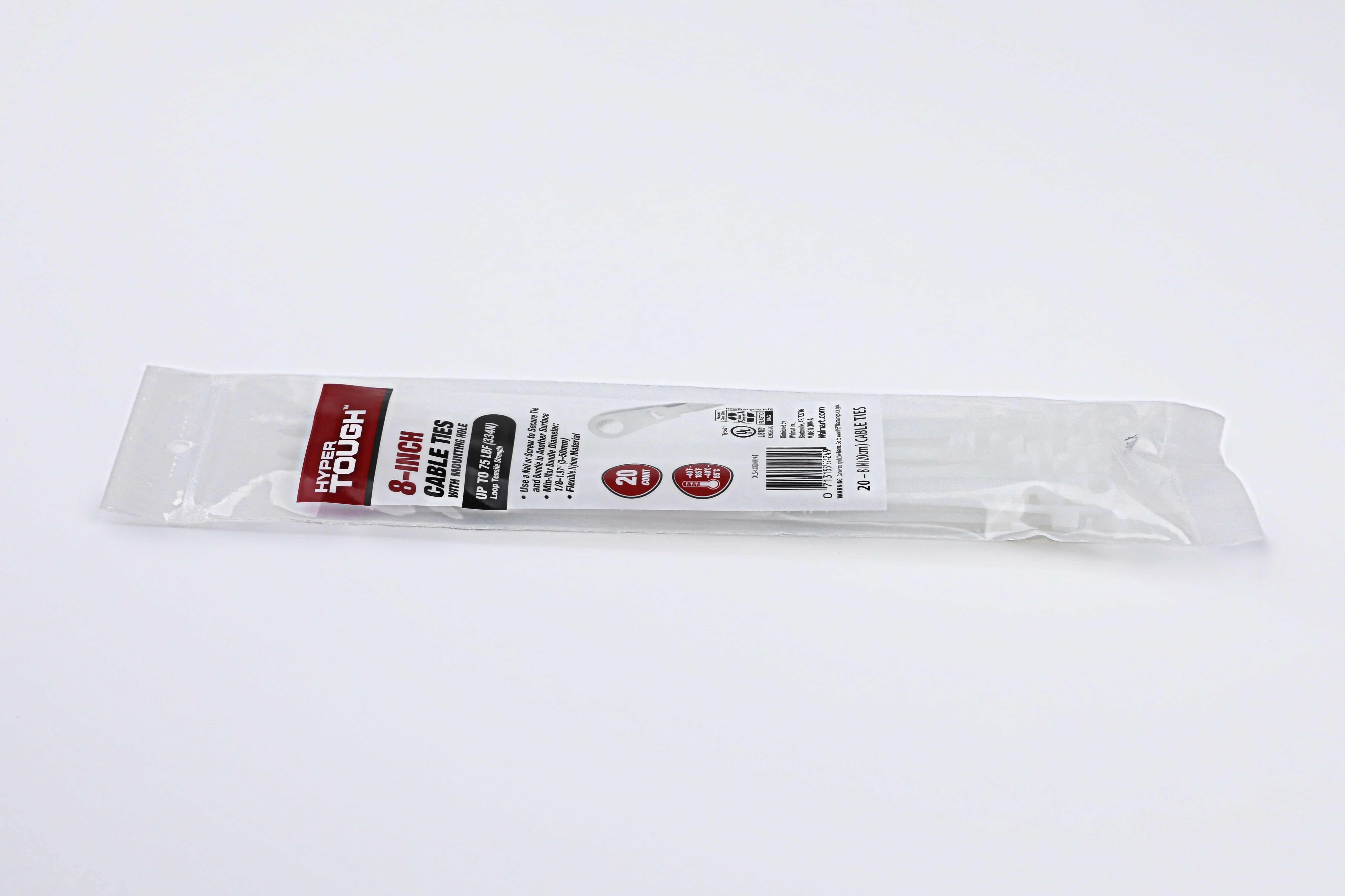 Hyper Tough 8inch Mounting Cable Tie Natural 20Pcs