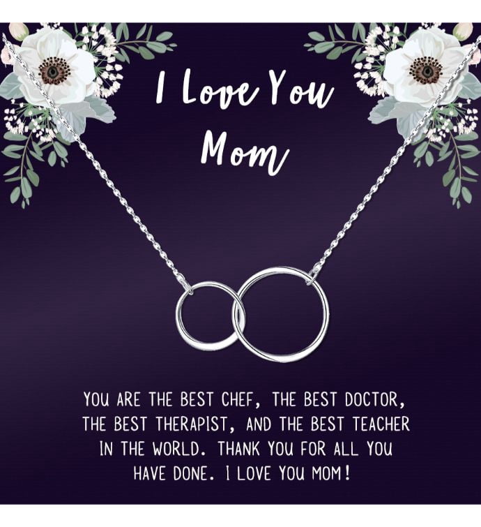 I Love You Mother's Day Infinity Card Necklace, Card and Neclace Jewelry for Mom, Gift for Her, Gift for Mom, Gift for Mother, Infinity Necklace Ship Next Day! [Silver, No-Personalized Card]