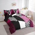 thumbnail image 3 of jejeloiu Zebra Stripe 7-Piece Bedding Comforter Set,Pink White Black King Bedding Sets For Adults Reversible, 3 of 8