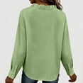 thumbnail image 6 of CIENVNSTG Women's Ruffled Collar Blouses Dressy Boho Casual Ruffle V Neck Long Sleeve Dress Shirt Loose Fit Tops Light Green S, 6 of 6
