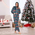 thumbnail image 2 of Adult Christmas Onesie Blue Background with Retro Car Pattern Zipper One-Piece Pajamas Unisex with Pockets, 2 of 6